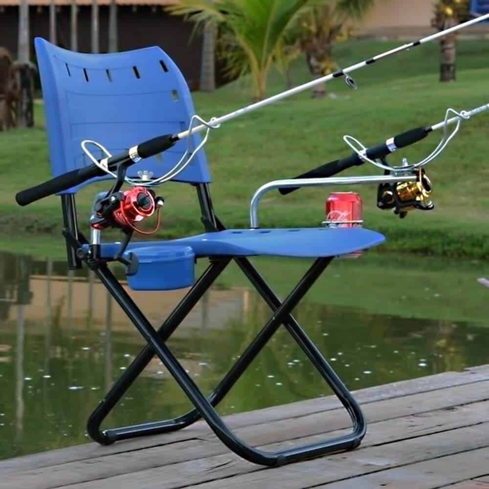 cadeira de pesca com suporte para vara