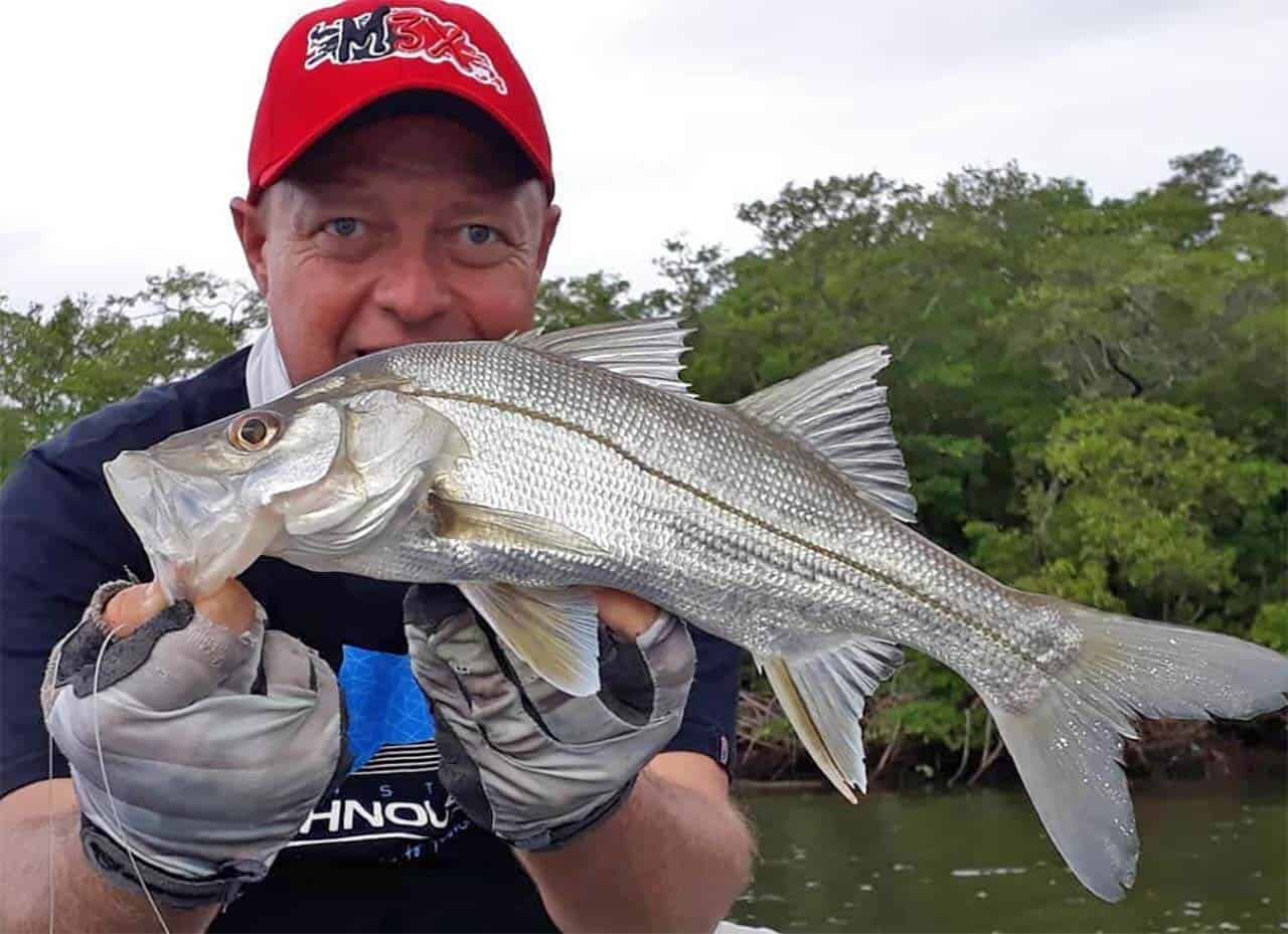 As melhores dicas de como localizar o peixe durante a pesca no mangue 7 Robalo capturado por um pescador