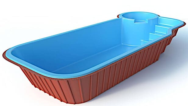 piscina de fibra azul