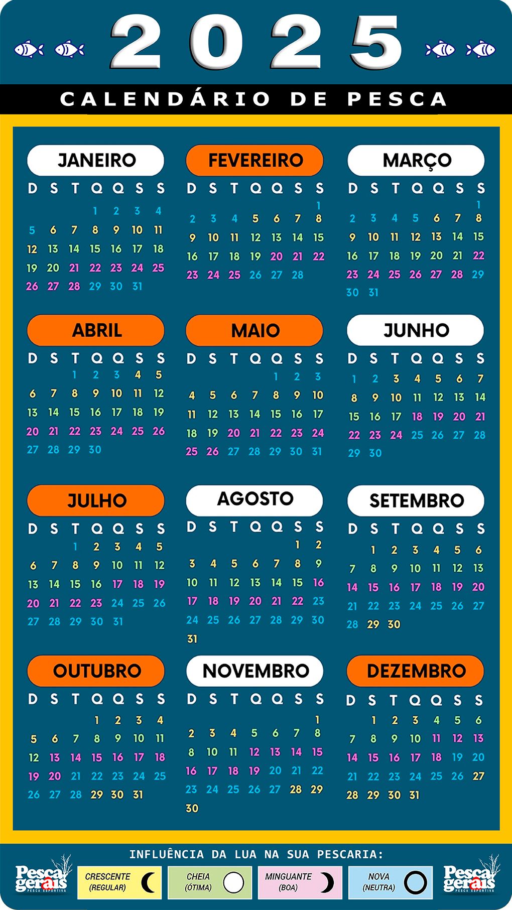 Calendário de Pesca 2025: Descubra os Melhores Dias para Pescar Segundo a Lua 4 Calendário de pesca 2025 conforme a lua